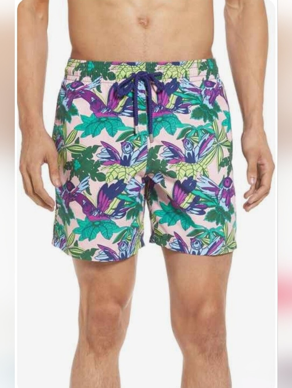 Vilebrequin Moorea Forest Paraside Printed Swim Trunks Size Large NWT